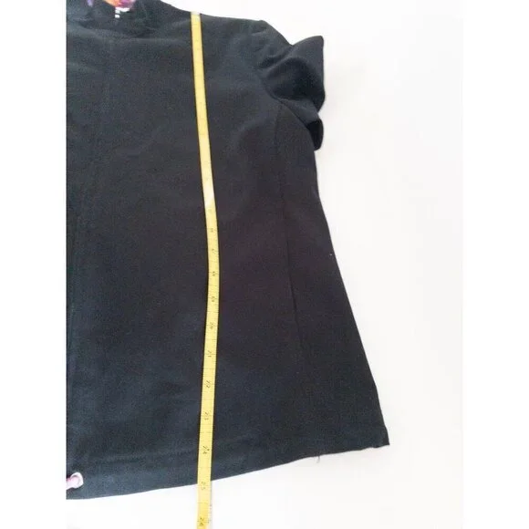 St. John Sport Black Jacket With Vibrant Printed Lining & Adjustable Drawstring - Picture 13 of 15